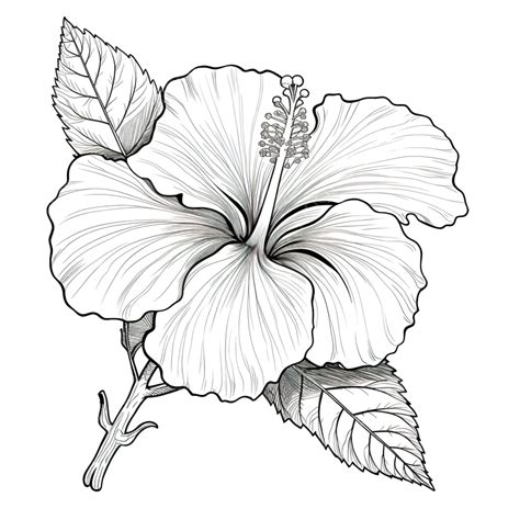 Ilustraci N De Arte Lineal De Flor De Hibisco Png Dibujos Hibisco