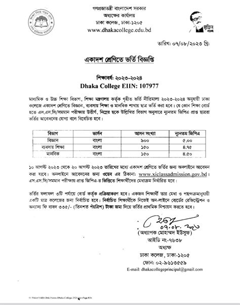 Dhaka College HSC Admission Circular, Result 2023 - XI Class Admission ...