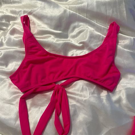 Hot Pink Bikini Tie Top Size M Depop