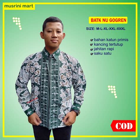 Jual BATIK NU KEMEJA NU BATIK NU GOGREEN SERAGAM NU NAHDLATUL ULAMA