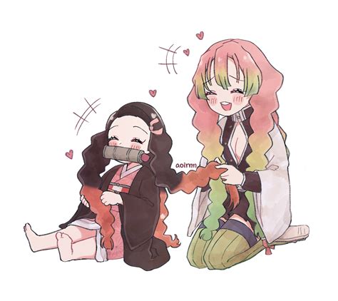 Kamado Nezuko And Kanroji Mitsuri Kimetsu No Yaiba Drawn By Aoirnn