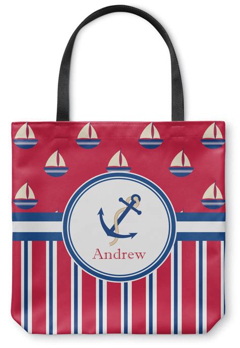 Custom Sail Boats And Stripes Canvas Tote Bag Personalized Youcustomizeit