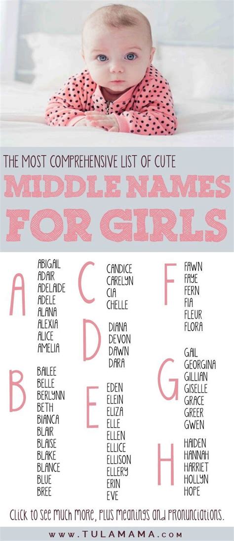 A Comprehensive List Of Cute Middle Names For Girls Cute Middle Names