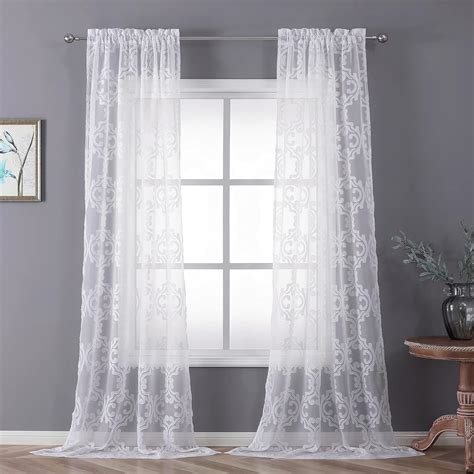 Amazon Aiyufeng White Sheer Curtains Inch Length Panels Set