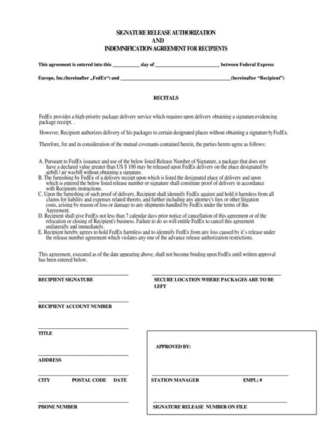 Fedex Signature Release Form Fill And Sign Printable Template Online