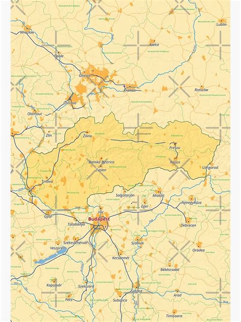 "Slovakia map with cities roads rivers lakes" Poster for Sale by world ...