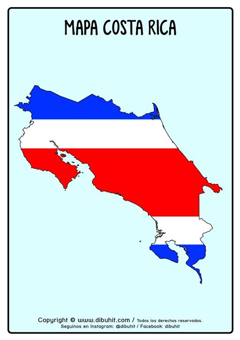 Mapa Costa Rica Con Bandera Dibuhit