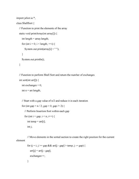 Cs Written Assignment Unit Import Jeliot Class Shellsort