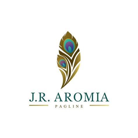 LOGO Design for JR Aroma Elegant Peacock Feather Symbol with Minimalist ...