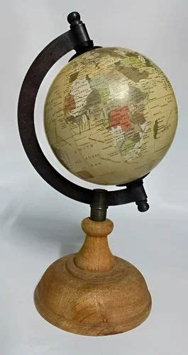 Brown and Black Round Wooden World Globe, For Office, Size: 9inch ...