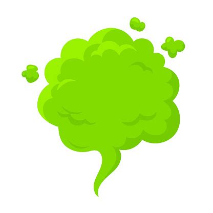 Bad Smell Fart Cloud Green Smelly Toxic Cloud In Cartoon Style Comic Smoke Illustration Of ...