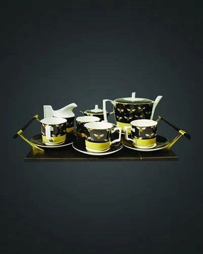 Angie Homes Silver Fulvia Black And Beige Tea Set For Office At Rs