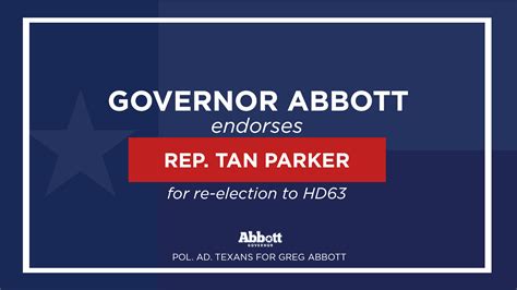 Governor Abbott Endorses Representative Tan Parker For Re Election