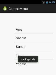 Android Context Menu Example Javatpoint