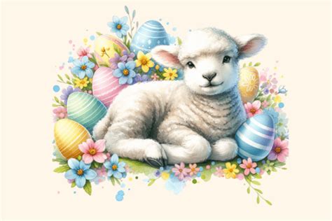 2 Baby Lamb And Eggs Designs Graphics