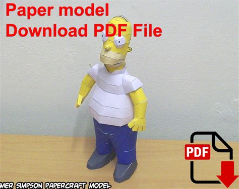 Homer Simpson, Papercraft, 3D Paper Model, Animal, Zoo, Paper Craft
