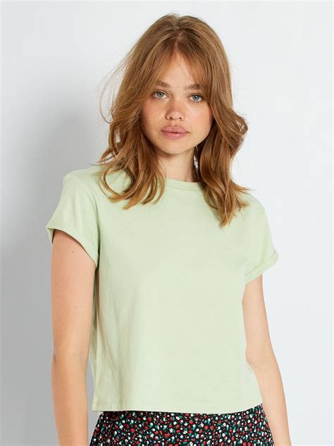 T Shirt Raccourci Uni Vert Kiabi 4 00