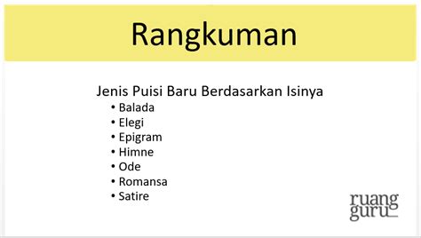 Mengenal Jenis Jenis Puisi Baru Dan Contohnya Bahasa Indonesia Kelas 10