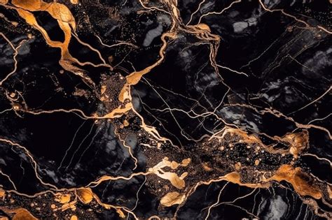 Premium AI Image Black And Gold Marble Seamless Texture Backgrounds