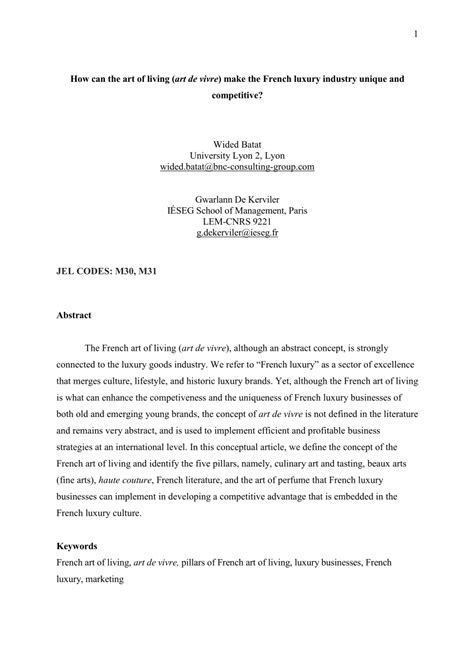 (PDF) How can the art of living ( art de vivre ) make the French luxury ...