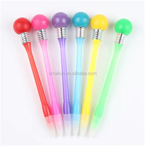 Custom Personalised Cute Cartoon Light Bulb Pen Led Writing Pen With