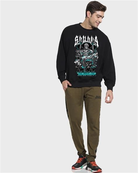 Buy Men S Black Ryomen Sukuna Graphic Printed Oversized Sweatshirt