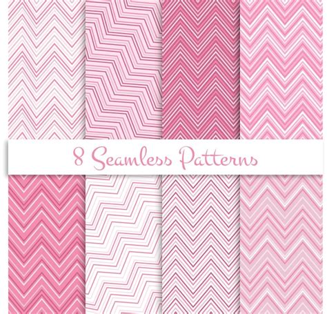 Pink Zig Zag Seamless Patterns Set Vetor Premium