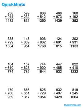 3-digit Addition; Three Digit Addition by QuickMints | TPT 