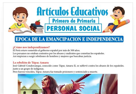 Época de la Emancipación e Independencia para Primero de Primaria