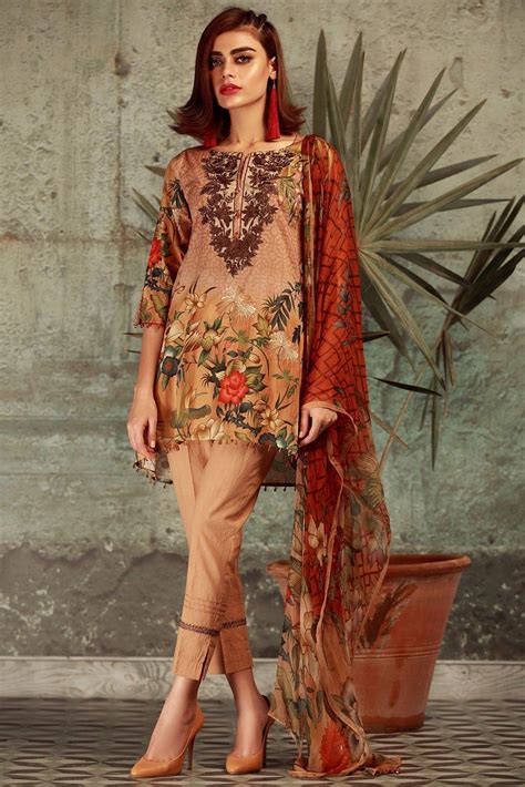 Khaadi Unstitched 3 Piece Mid Summer Collection 2017 E17504 Brown With