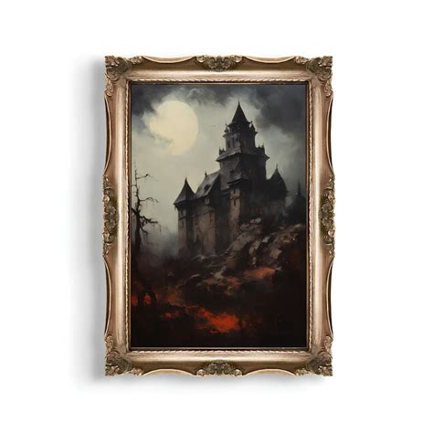 Medieval Castle Dracula Castle Oil Painting Printable Wall - Etsy