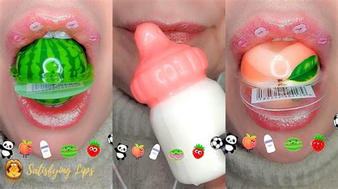 Asmr Eating Emoji Food Challenge 🐼🍑🍉🍓⚽️ Mukbang 먹방 Emoji Food Food