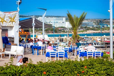 Ayia Napa Cyprus April People At Outdoor Restaurant In