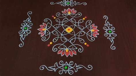 Easy Rangoli With Side Border Designs Friday Kolam With 6 2 2 Dots