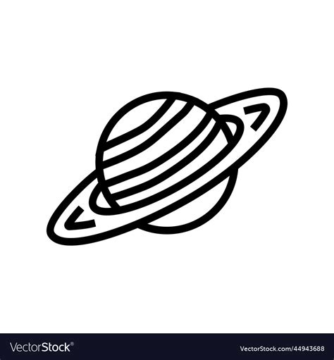 Saturn Planet Line Icon Royalty Free Vector Image