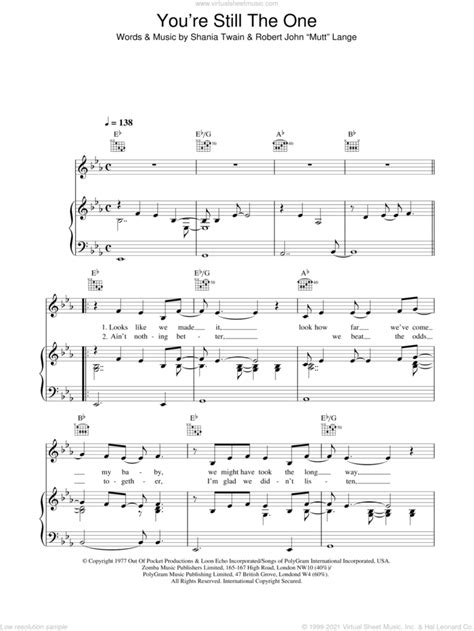 You Re Still The One Sheet Music For Voice Piano Or Guitar Pdf