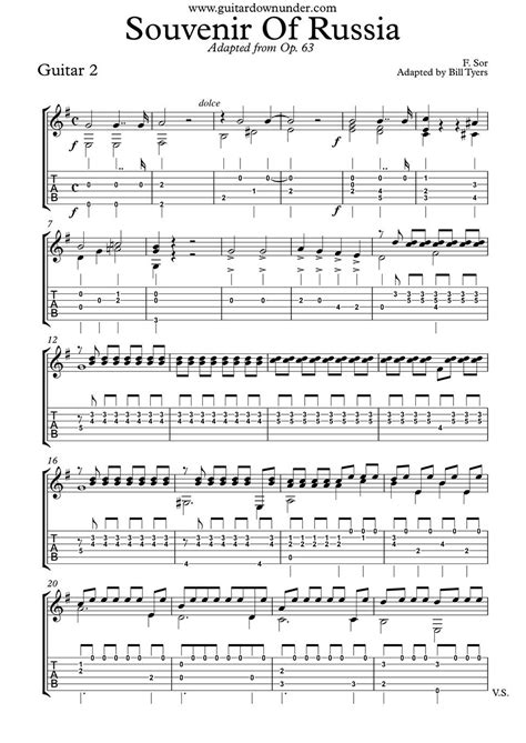 Souvenir Of Russia By F Sor Guitar Two Adapted From Op By