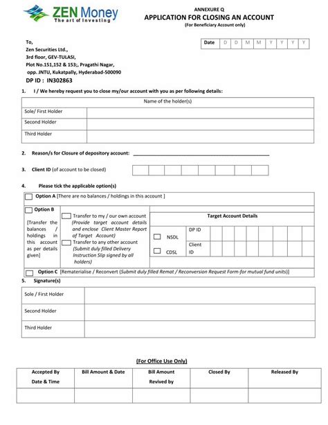 PDF ANNEXURE Q APPLICATION FOR CLOSING AN ACCOUNT FOR ANNEXURE Q