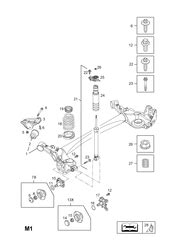 REAR AXLE AND SUSPENSION OPEL CORSA D