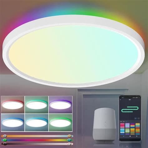 Plafonnier Led Dimmable 24W Lampe De Plafond Intelligent Wifi Rgb