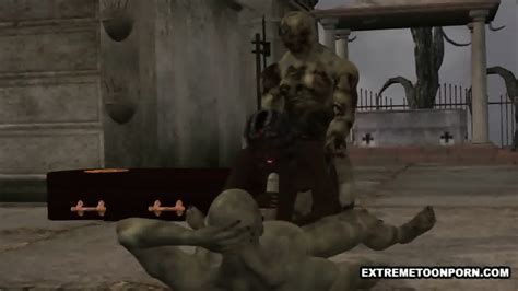 D Ebony Babe Double Teamed Outdoors By Some Zombies