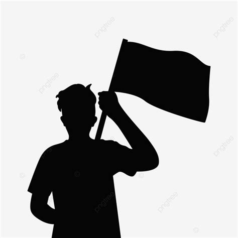 Man Holding Flag Vector Art PNG, Man Holding Flag Silhouette, Flag ...