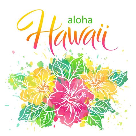 Aloha Hawaii Manuscrito Vectorial Escrito A Mano Con Marco De Hojas De