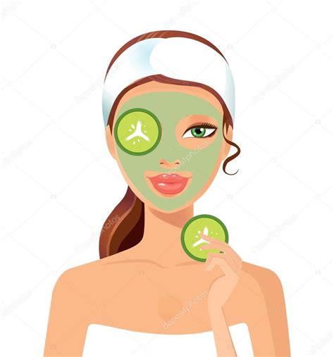 Woman Spa With Cosmetic Face Mask Smiling Girl Portrait Clean Skin