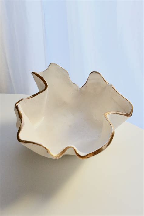 Diy Air Dry Clay Gold Rimmed Ruffled Clam Shaped Bowl Artofit