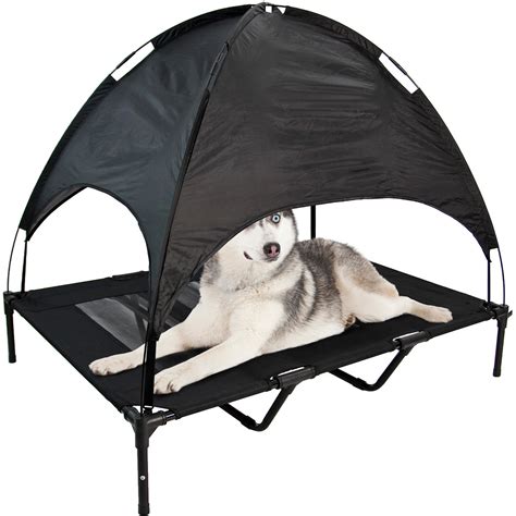 Elevated Dog Bed with Canopy in Black