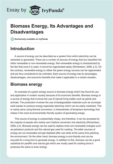 Biomass Energy, Its Advantages and Disadvantages - 429 Words | Essay ...