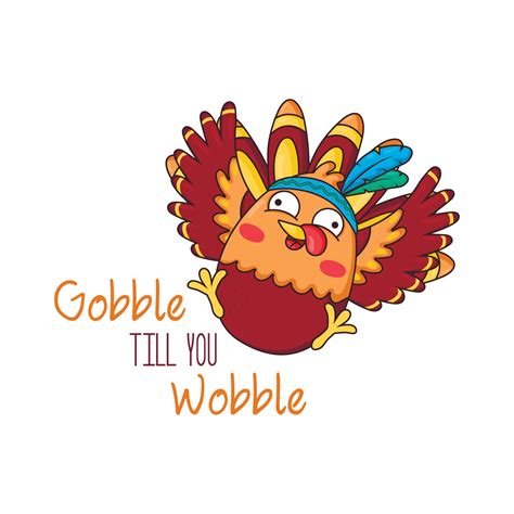 Thanksgiving Greeting Card Template With Turkey And Lettering Gobble