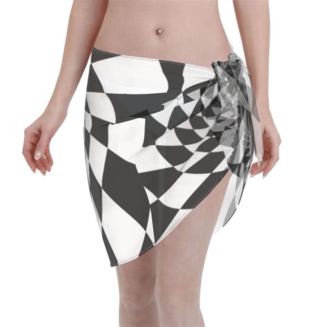Disketp D Vortex Illusion Women Swimsuit Cover Up Short Chiffon Summer Beach Sarong Bikini Wrap