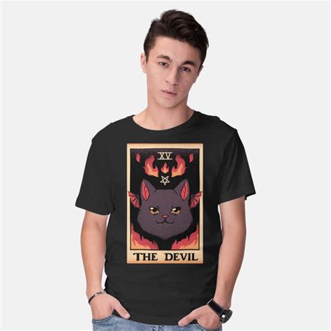 The Devil Cat Tarot Card Classic T Shirt Unisex High Quality Tee COD